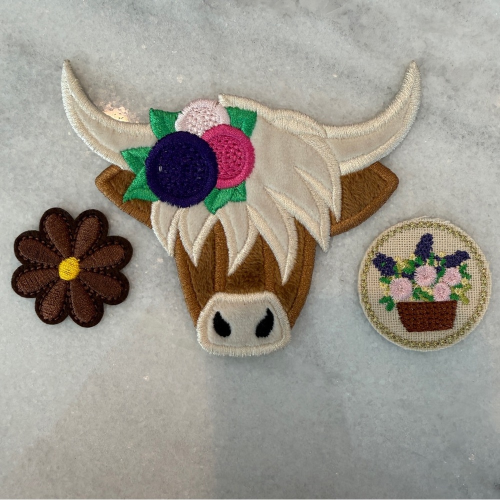 Highland Cow Iron On Patch Set of‎ 3